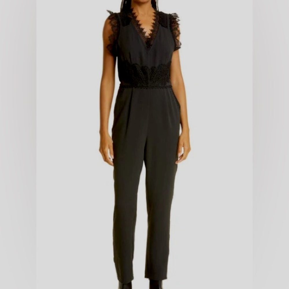 NEW $595 Haute Hippie Black Lace Jumpsuit Size 8
